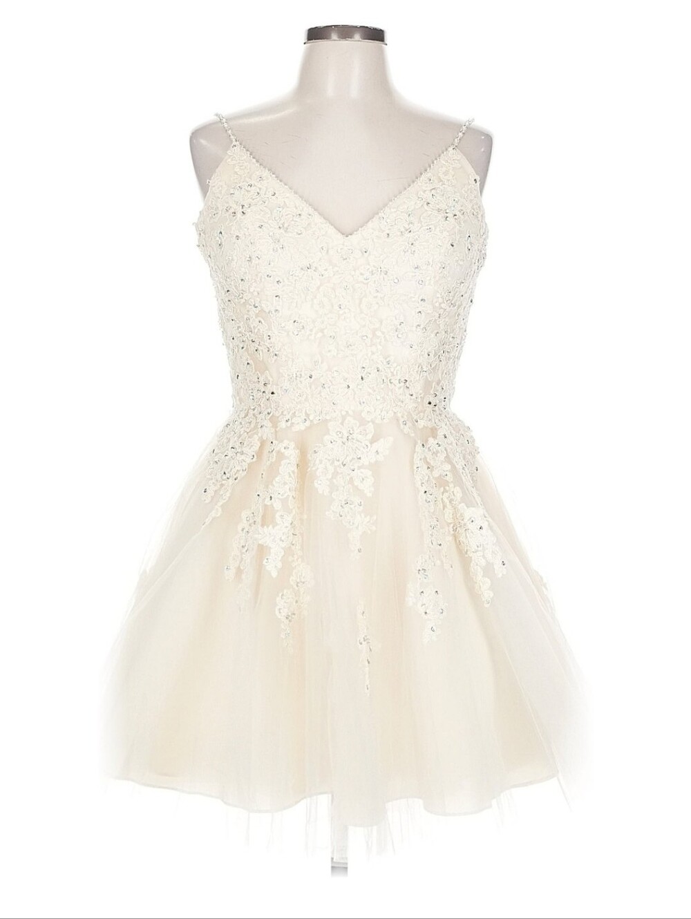 Embellished Ivory Spaghetti-Strap Wedding Reception Dress